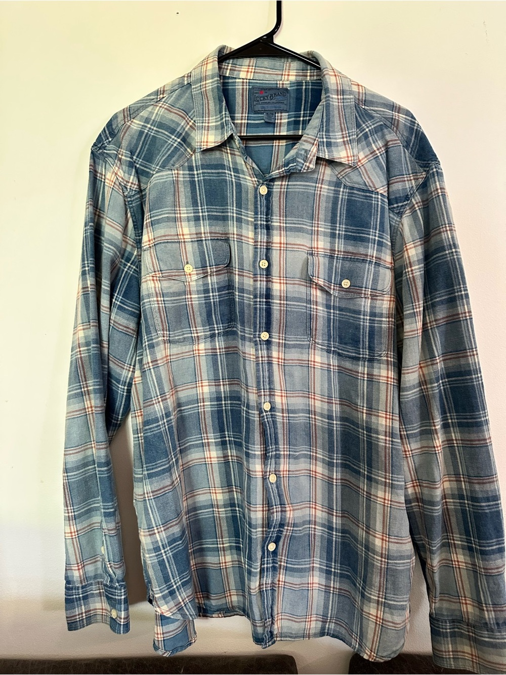 LUCKY Brand Vintage-Style Blue Plaid Button-Up Shirt - Men